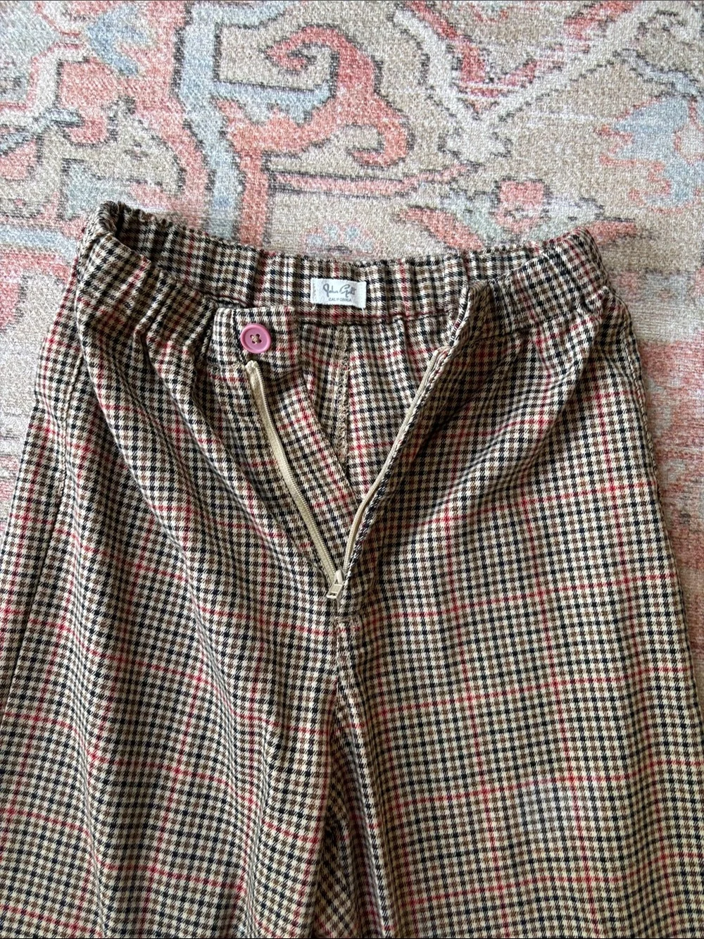 John Galt/Brandy Melville Houndstooth Pattern Straight-Leg Pants